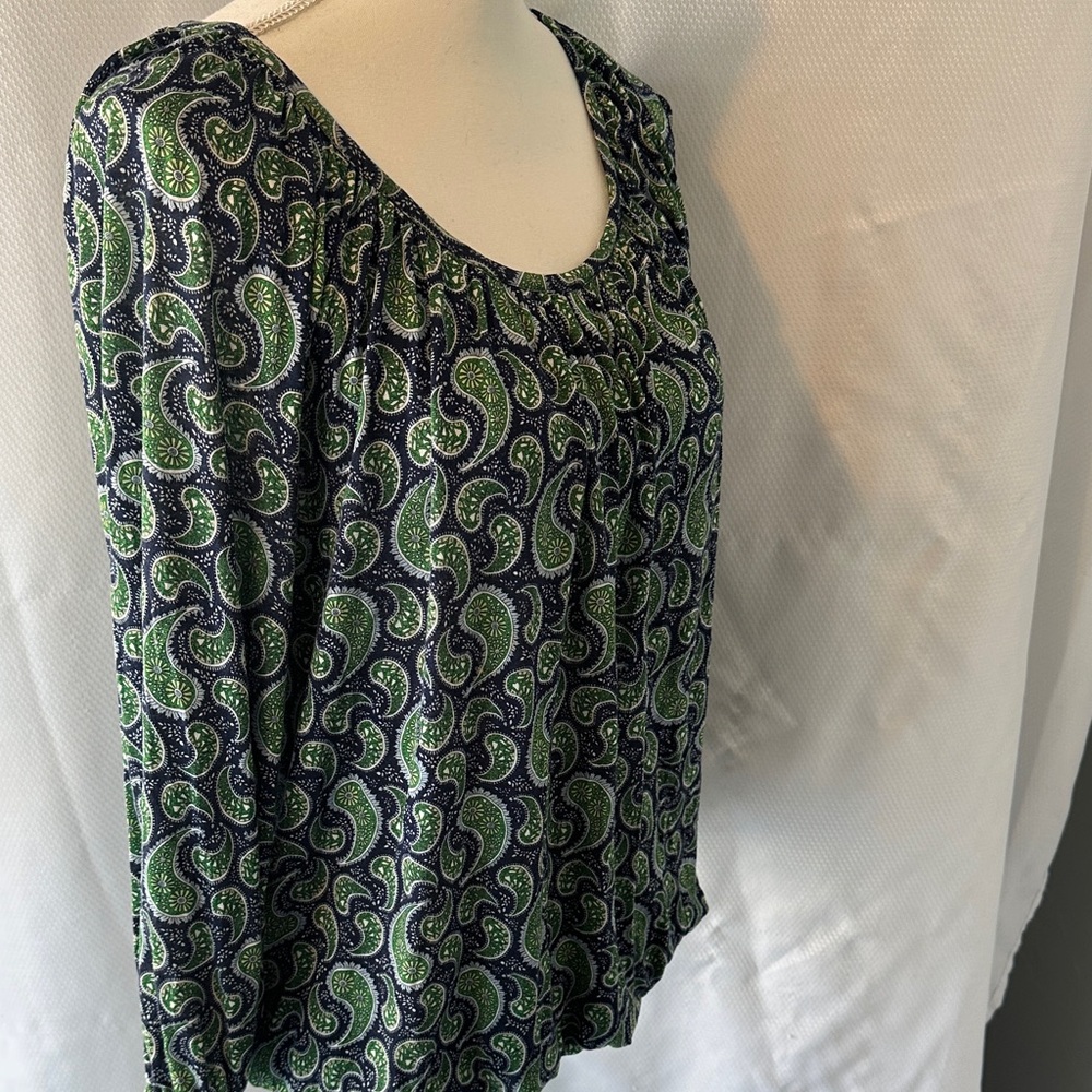 Michael Kors Green & Navy Paisley Print Blouse - Picture 3 of 8